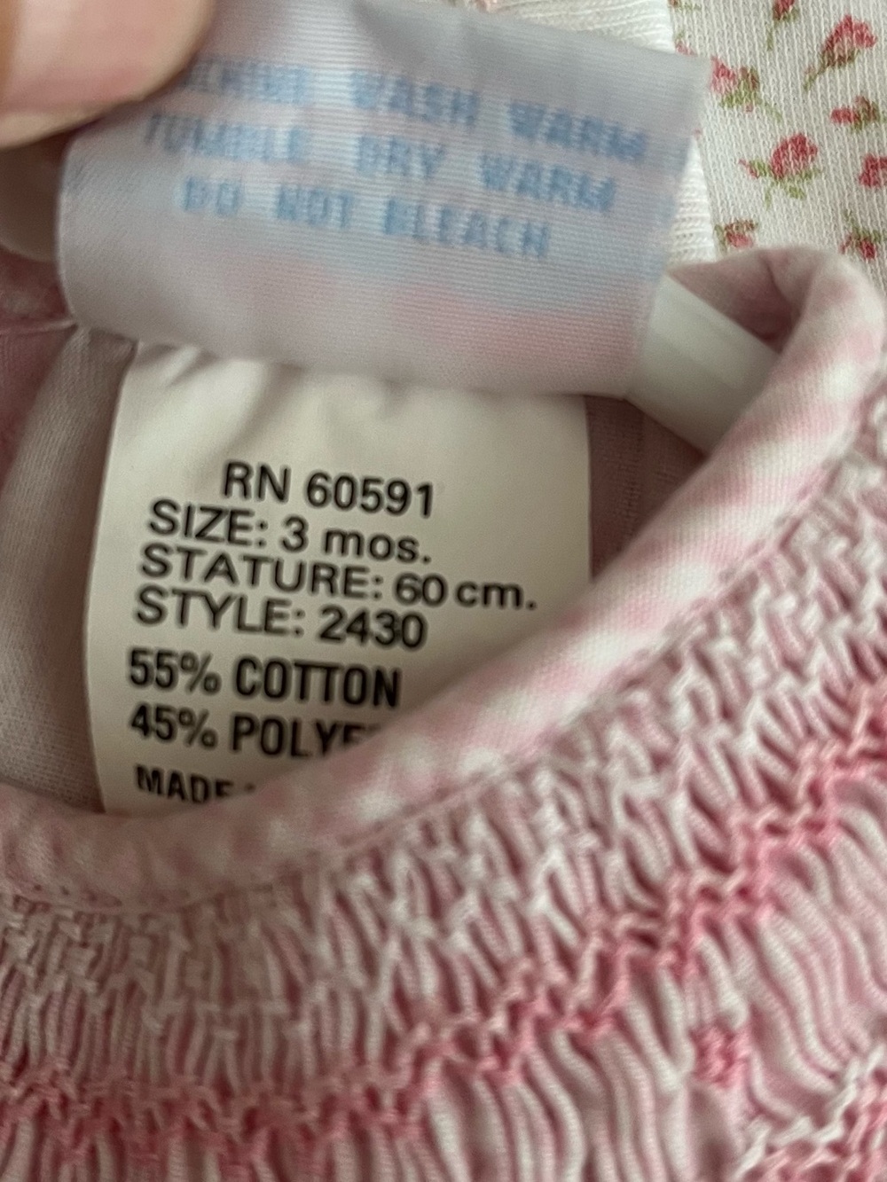 Petite Ami pink gingham smocked romper sz 3 months - Picture 7 of 8